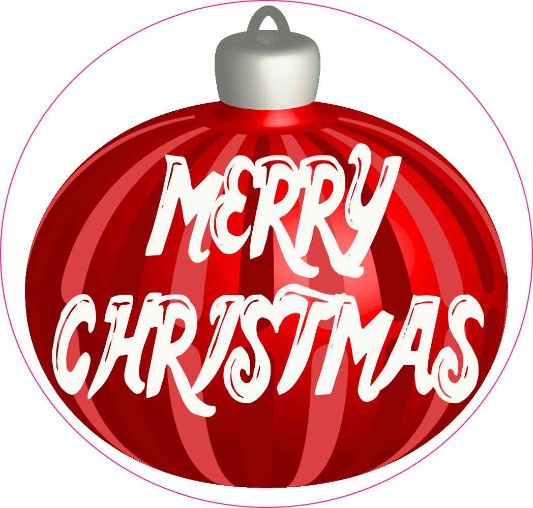 3.25in x 3.25in Red Ornament Merry Christmas Sticker Vinyl Vehicle