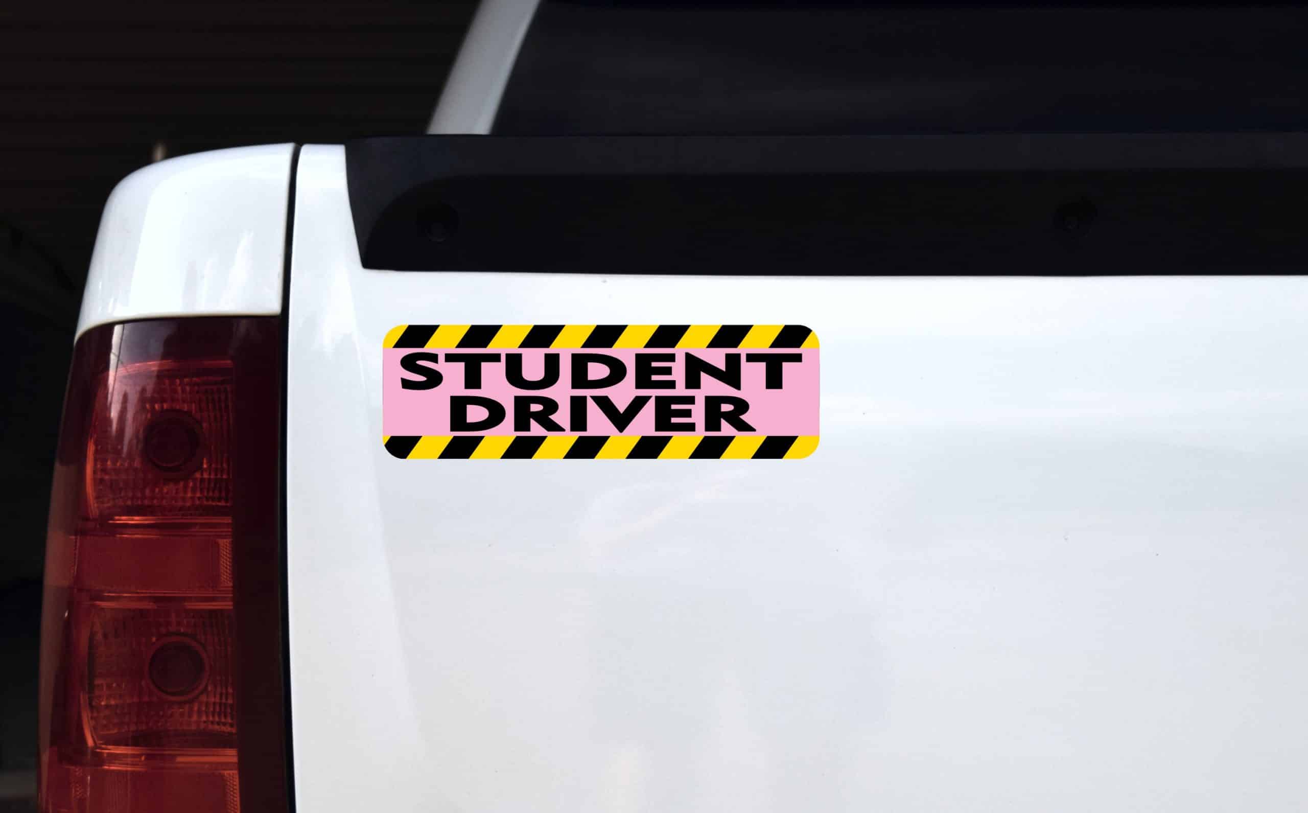 10in x 3in Pink Student Driver Bumper Sticker Vinyl Caution Sign Decal - Image 3