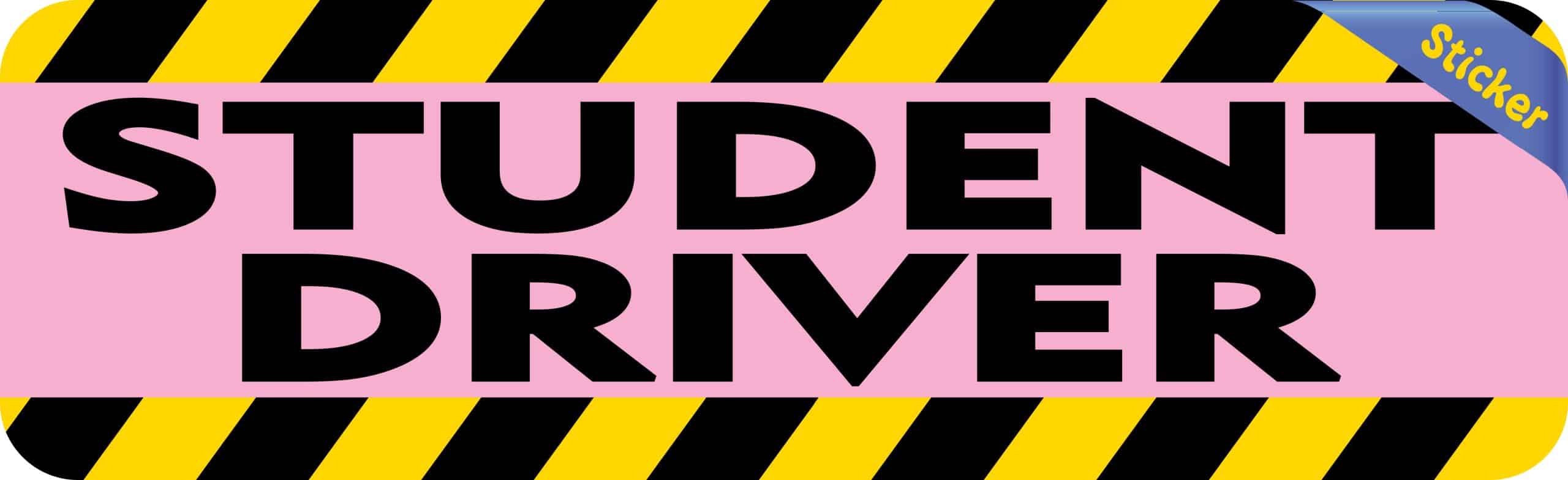 10in x 3in Pink Student Driver Bumper Sticker Vinyl Caution Sign Decal - Image 2