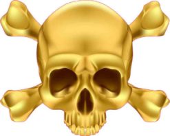 Gold Skull and Crossbones Sticker