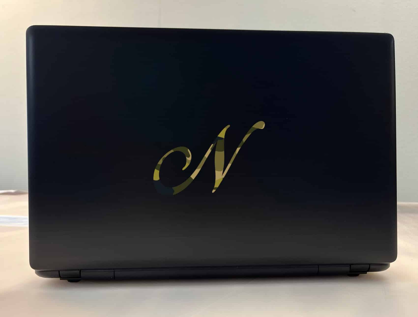 4.5in x 3in Camo Cursive N Monogram Sticker Fancy Vinyl Vehicle Stickers - Image 3