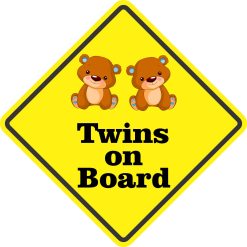 4.5in x 4.5in Boy Twins On Board Magnet