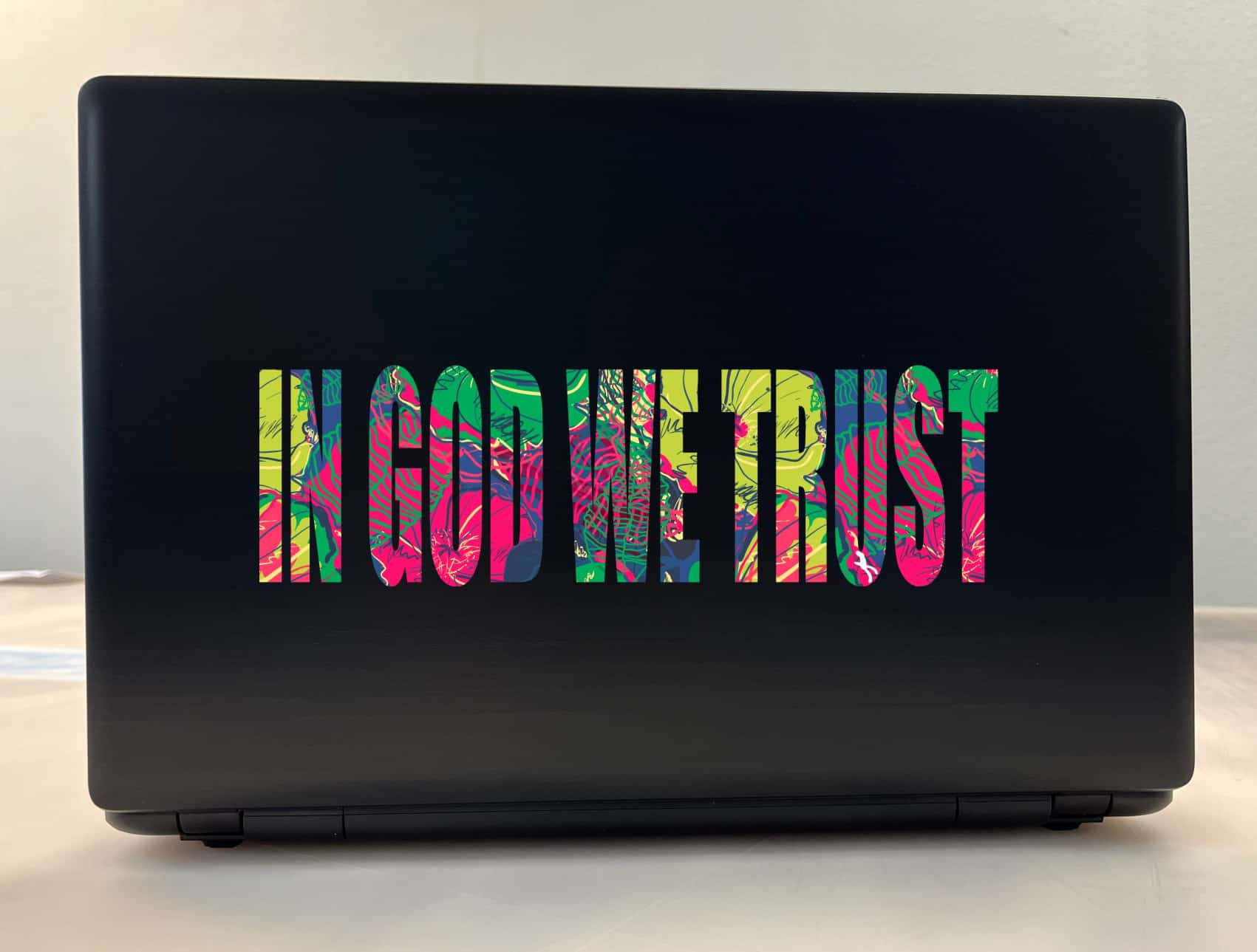 10in x 3in Floral In God We Trust Bumper Sticker Vinyl Vehicle Window Decal