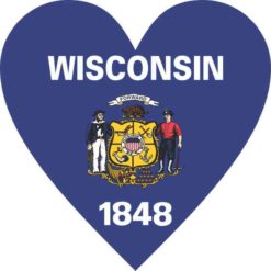 Wisconsin Flag Heart Sticker