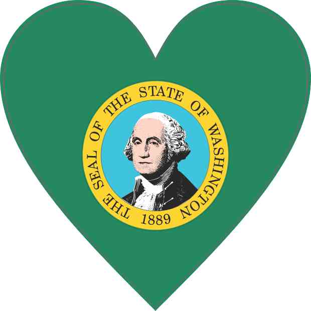 Washington Flag Heart Sticker