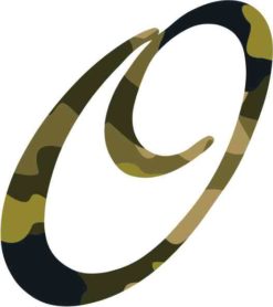 2.5in x 3in Camo Cursive O Monogram Sticker Fancy Vinyl Vehicle Stickers