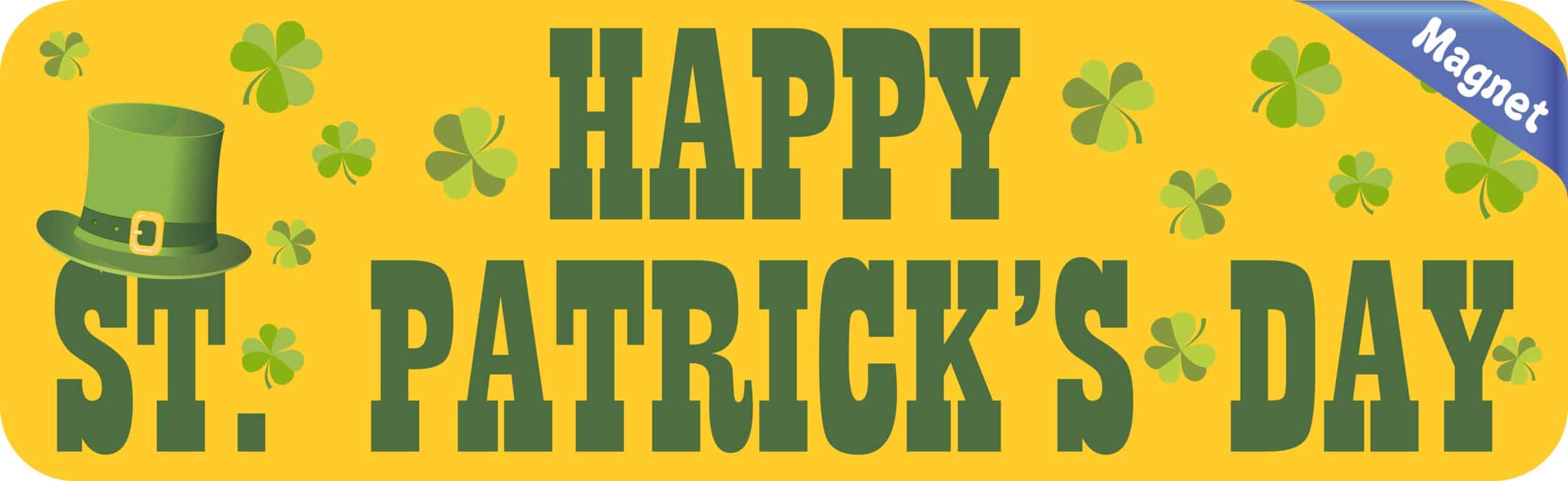 10in x 3in Happy St Patrick's Day Magnet Magnetic Holiday Bumper Magnets