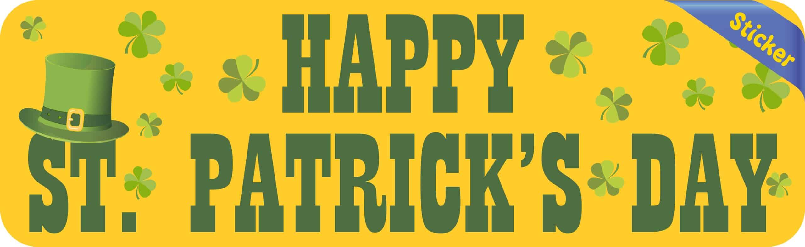 10in x 3in Happy St Patrick's Day Bumper Sticker Vinyl Holiday Car Decal