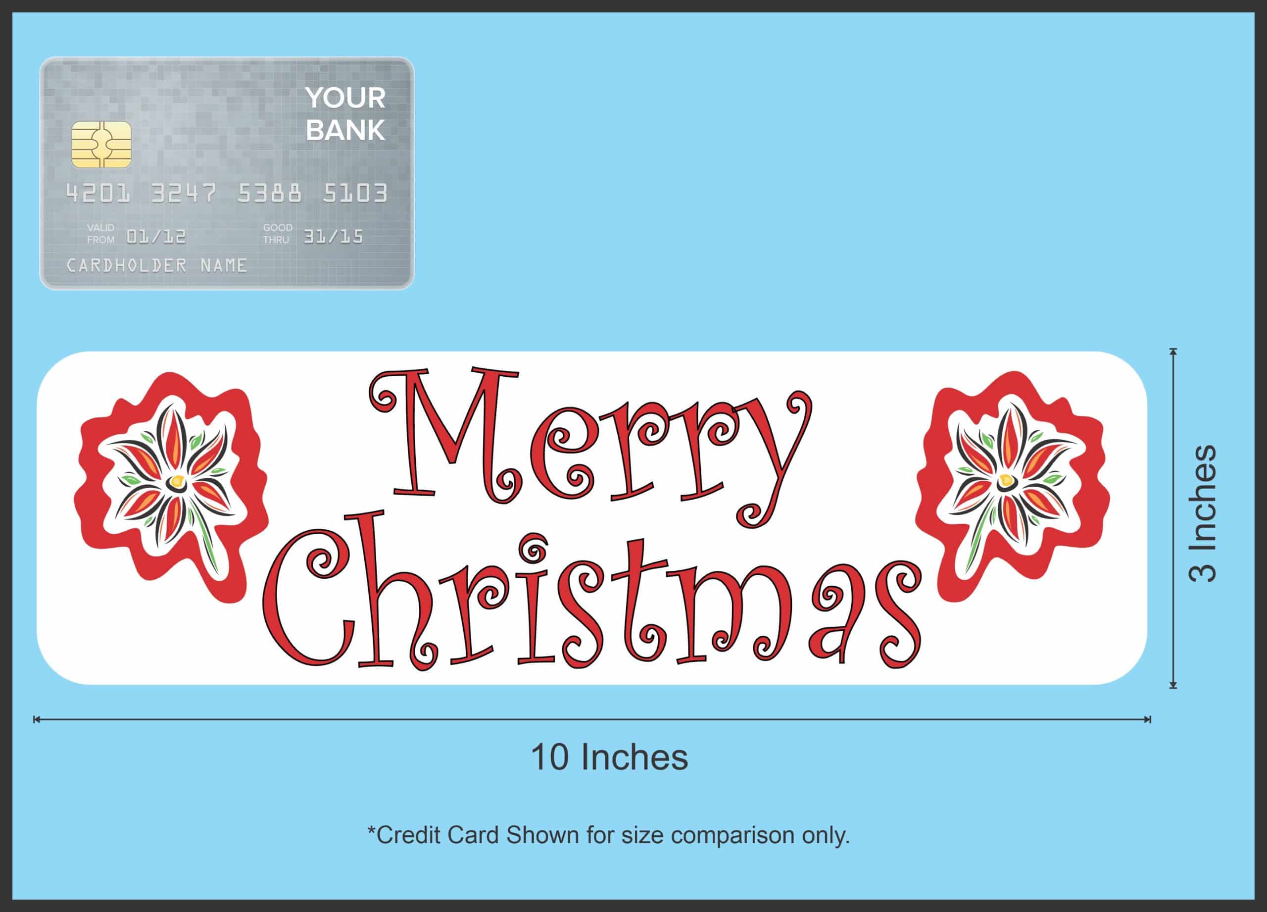 10in x 3in Poinsettia Merry Christmas Bumper Sticker Vinyl Holiday Decal - Image 6
