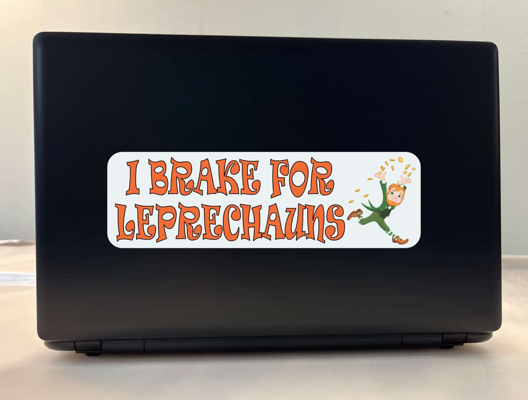 10in x 3in I Brake For Leprechauns Bumper Sticker Vinyl Vehicle Stickers