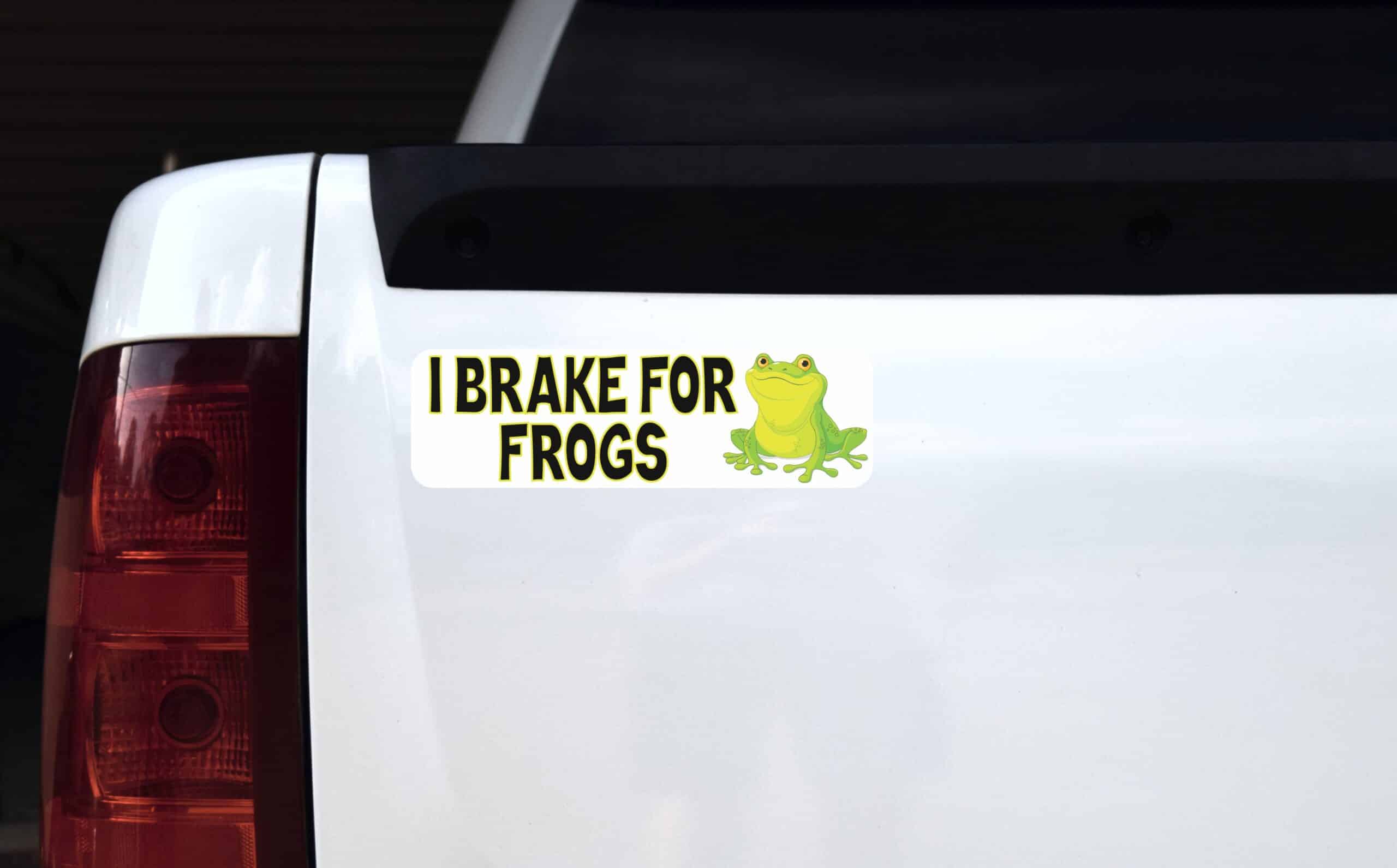 10in x 3in I Brake For Frogs Bumper Sticker Vinyl Funny Vehicle Stickers