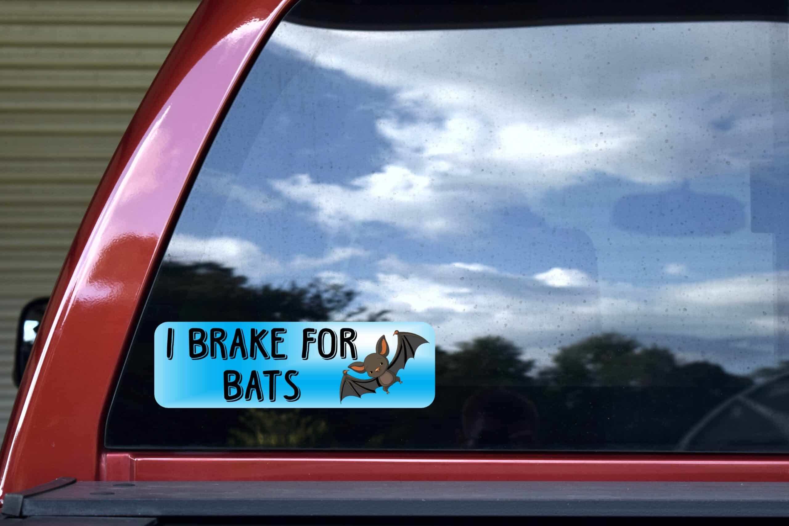 10in x 3in I Brake For Bats Bumper Sticker Vinyl Animal Vehicle Stickers