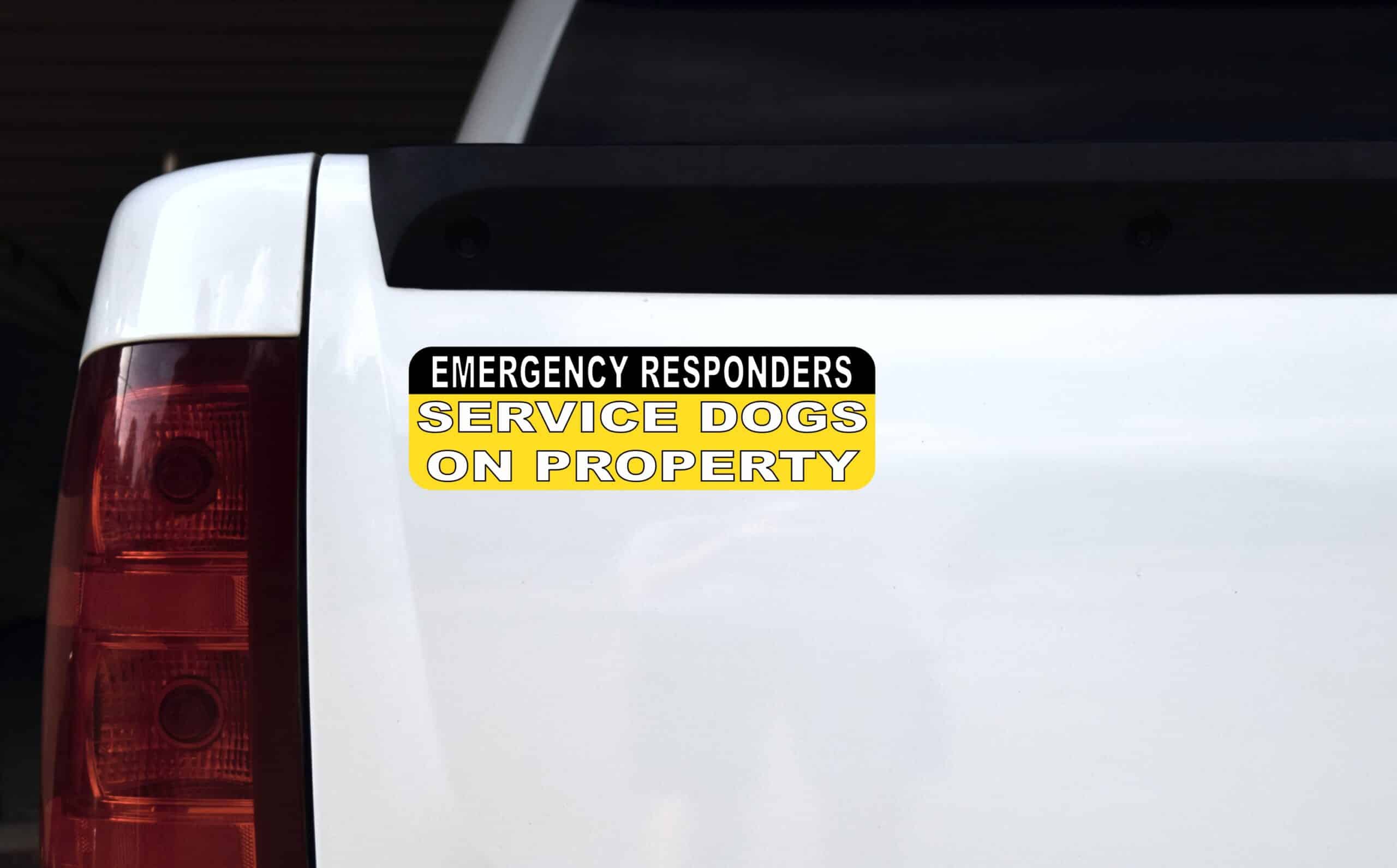 10in x 3in Service Dogs On Property Sticker Vinyl Emergency Sign Decal