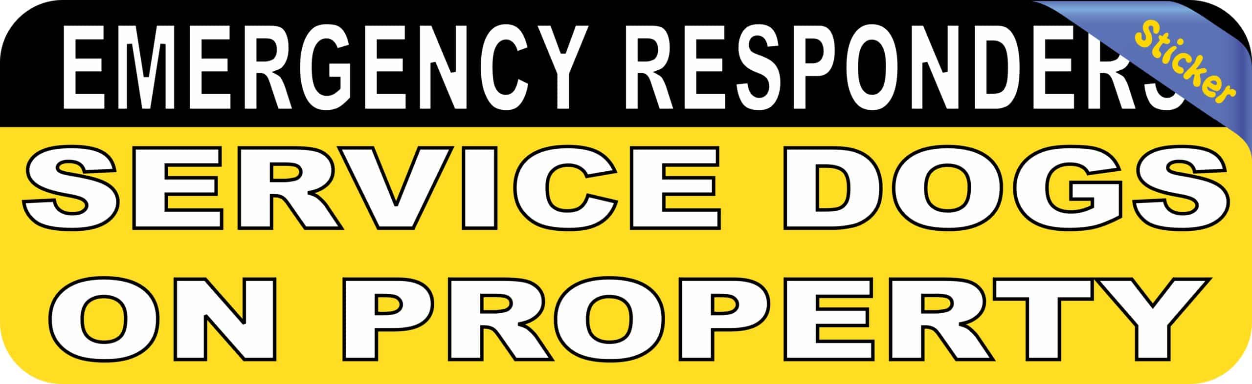 10in x 3in Service Dogs On Property Sticker Vinyl Emergency Sign Decal