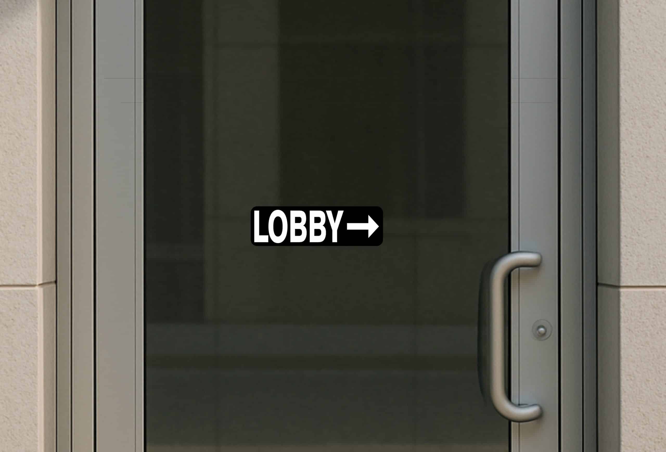 10in x 3in Lobby To The Right Sticker Vinyl Business Sign Door S - Image 3