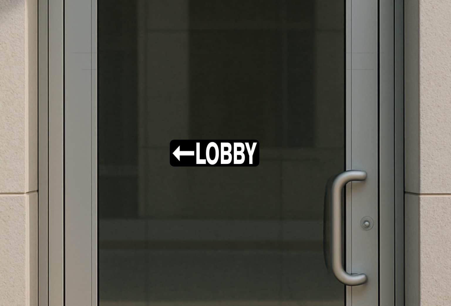 10in x 3in Lobby To The Left Sticker Vinyl Business Sign Door St ...