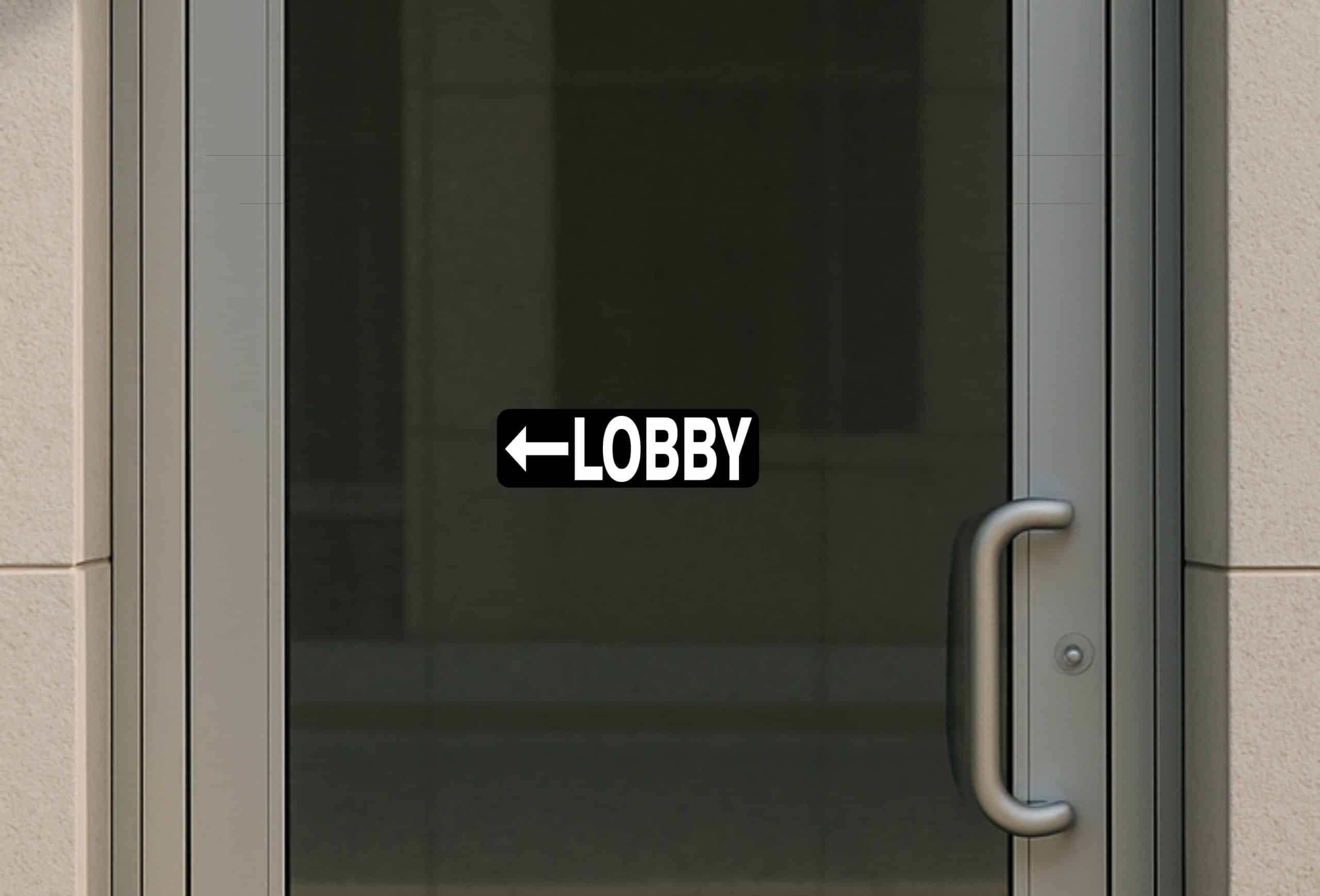 10in x 3in Lobby To The Left Sticker Vinyl Business Sign Door St - Image 3