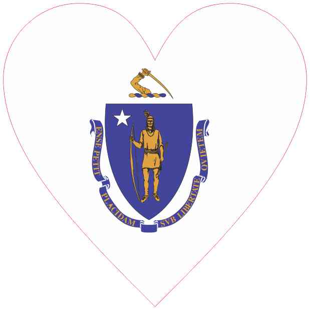 Flag Heart Massachusetts Sticker