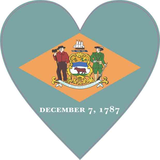 Heart Flag Delaware Sticker