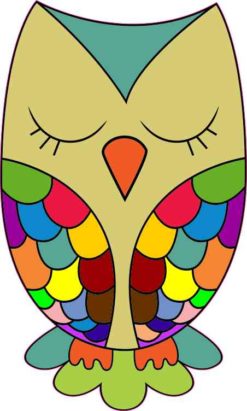 Green Rainbow Owl Sticker