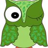 Winking Green Owl Sticker