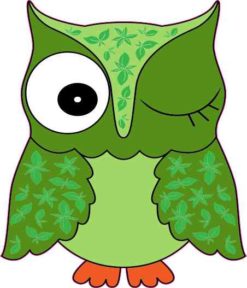 Winking Green Owl Sticker