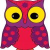 Purple and Coral Owl Sticker