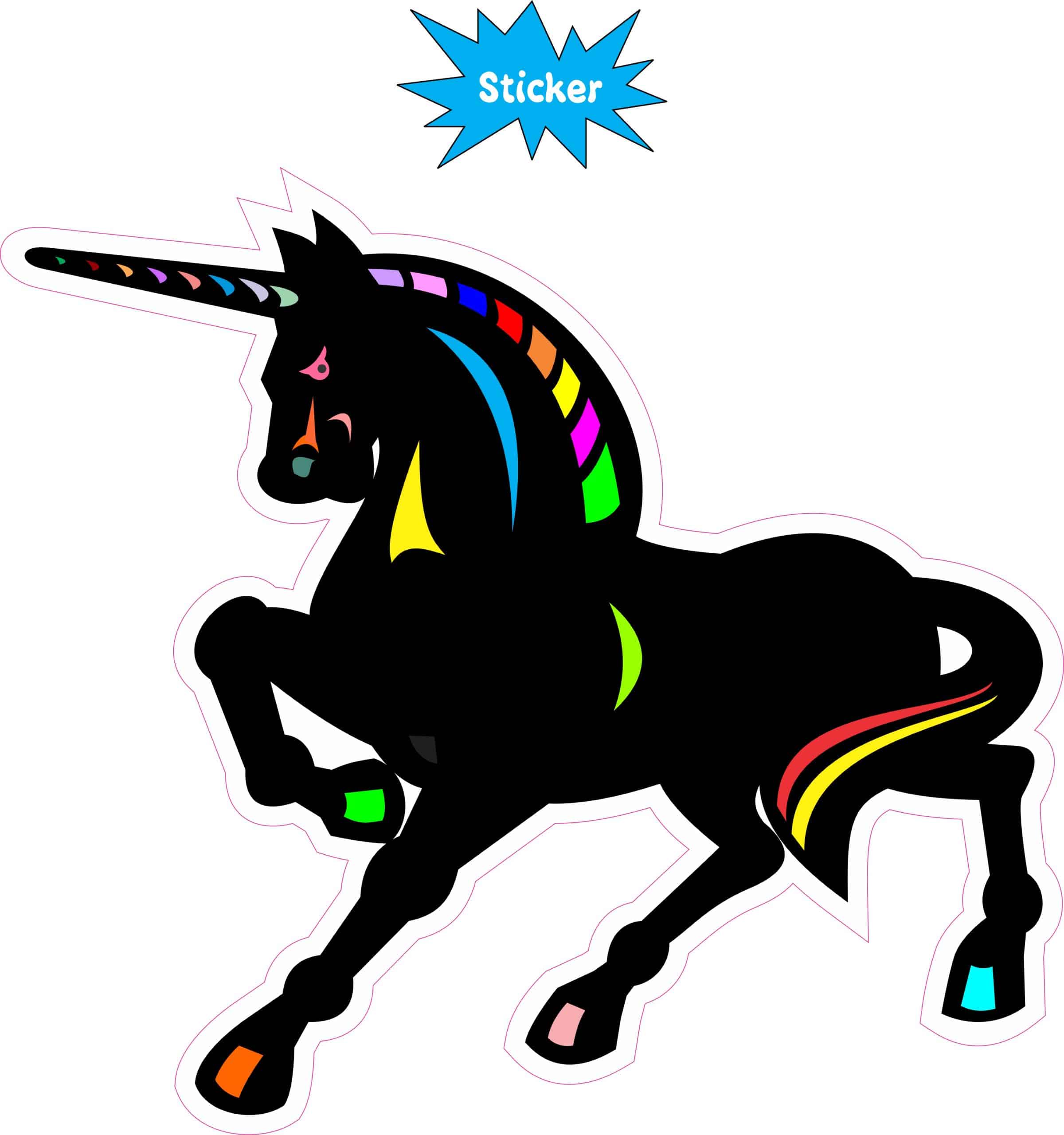 5.5inx5in Black Unicorn Sticker Vinyl Animal Decal Vehicle Bumper Stickers - Image 2