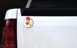 Circle Crazy Chicken Lady Sticker