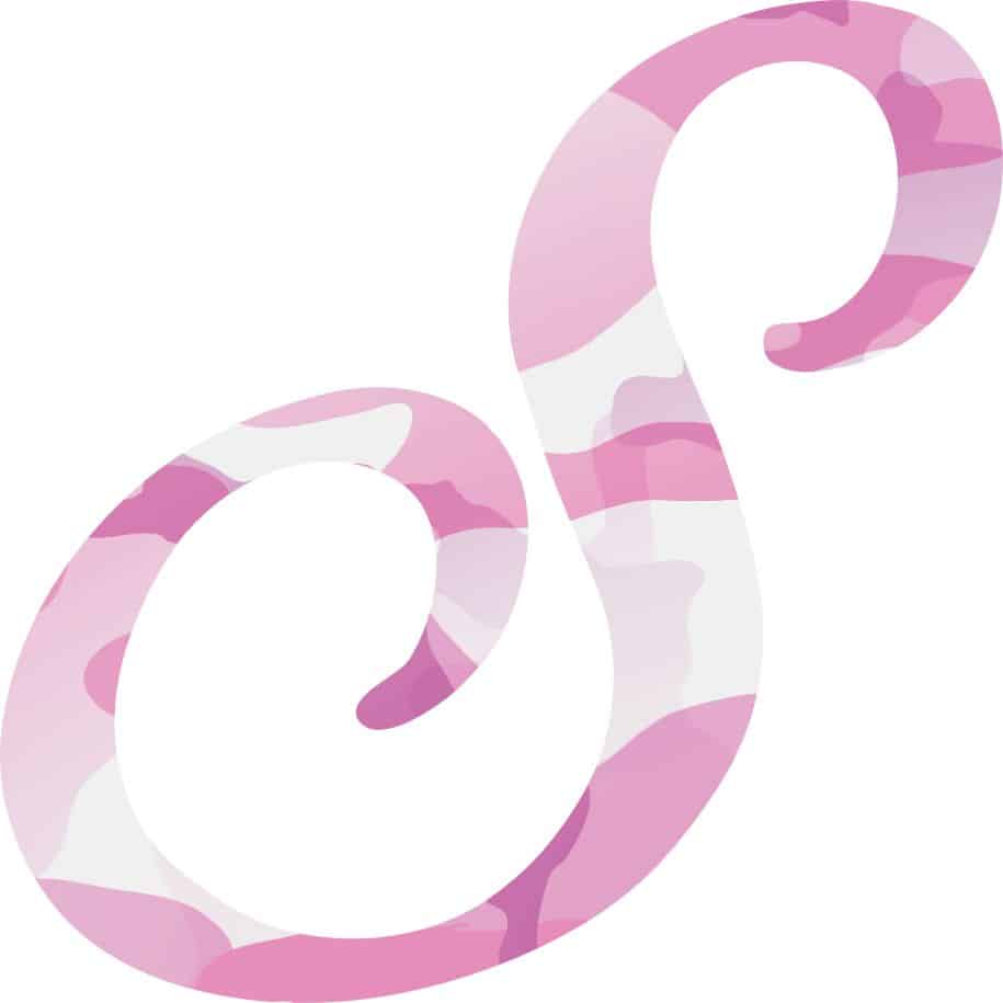 3inx3in Pink Camo Cursive S Monogram Sticker Vinyl Car Stickers Cup Decal