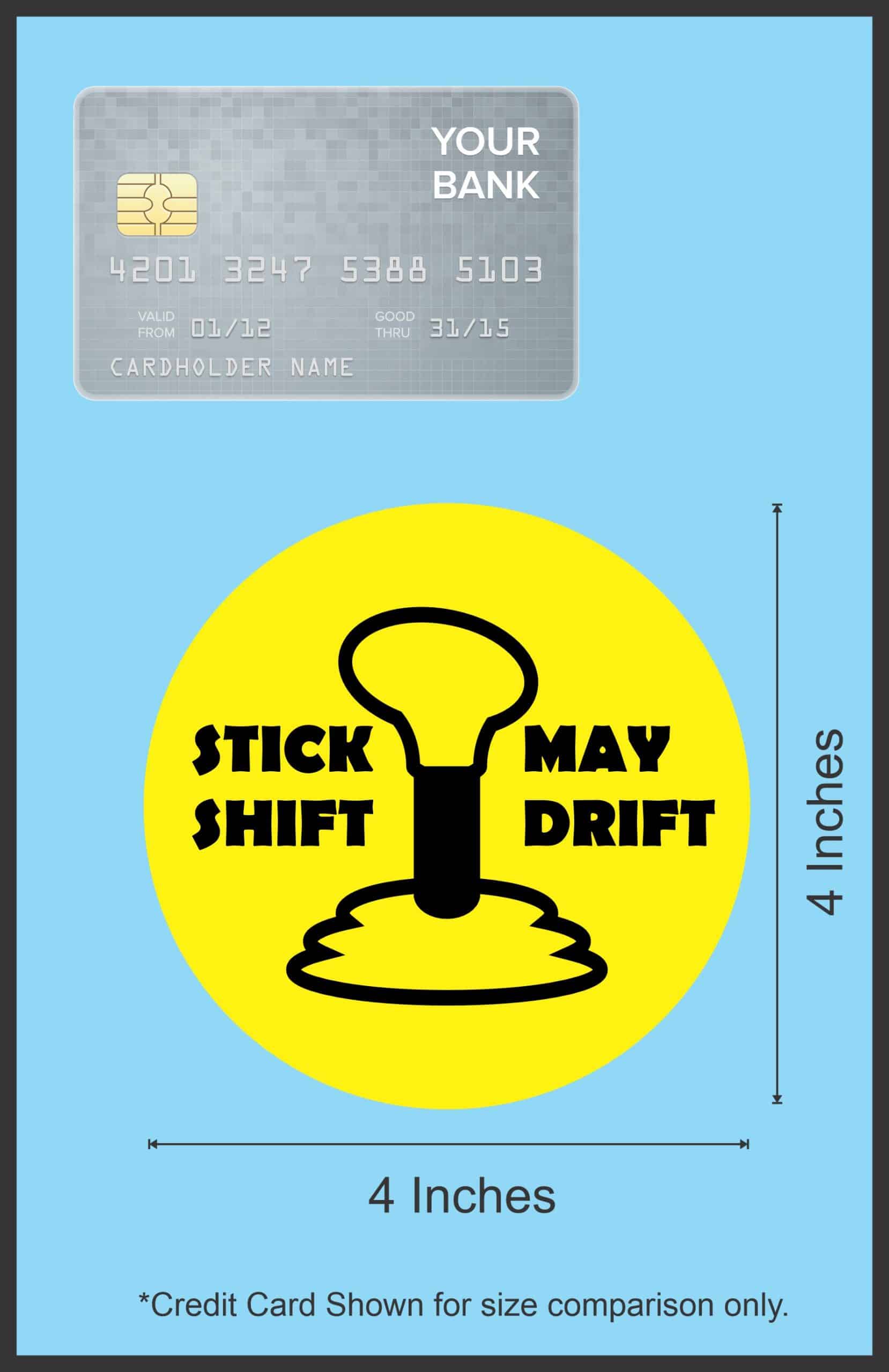 4in x 4in Yellow Circle Stick Shift Sticker Vinyl Vehicle Decal Stickers - Image 5