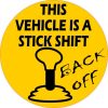 Orange Circle This Vehicle Is A Stick Shift Sticker