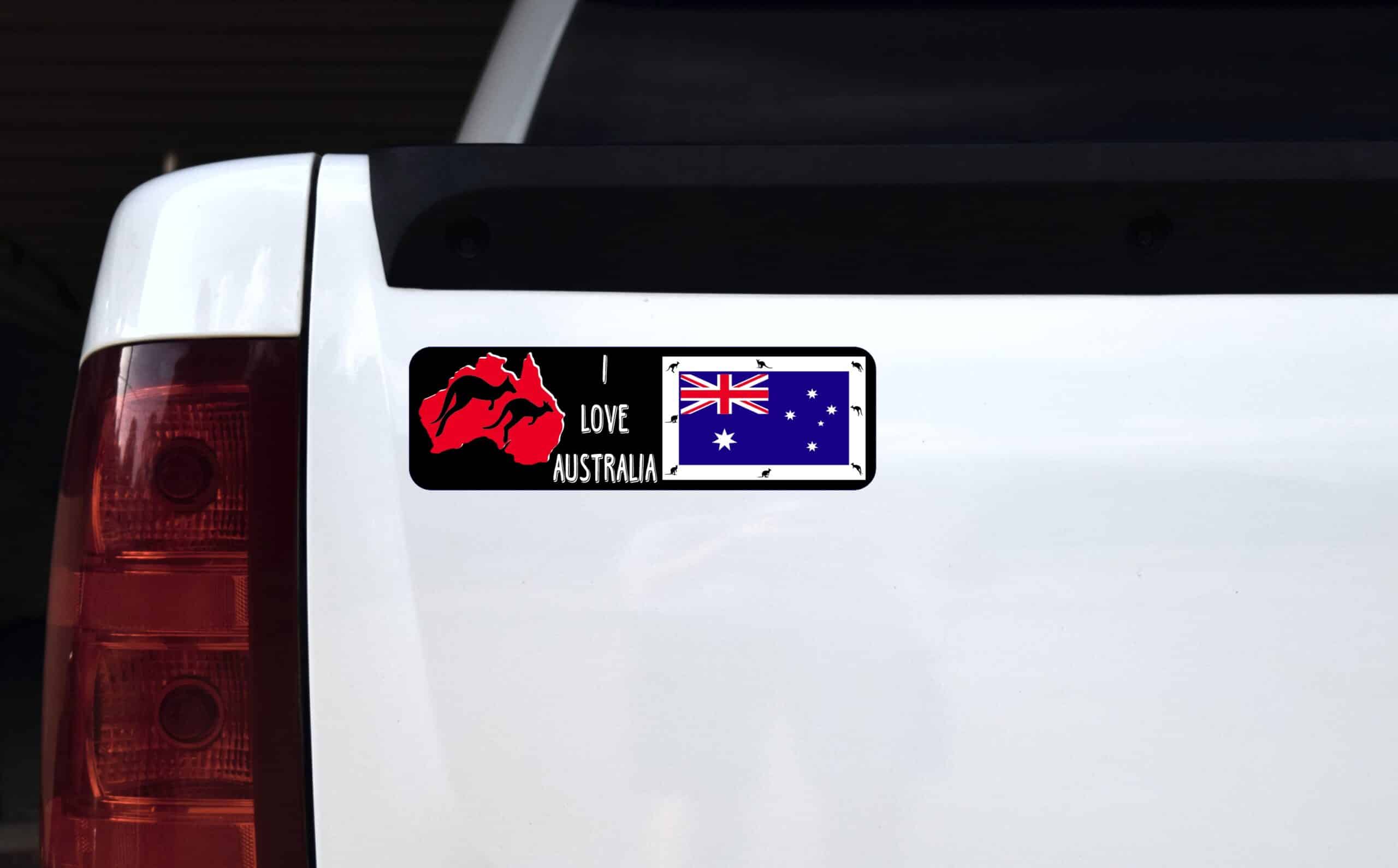 10in x 3in I Love Australia Bumper Sticker Vinyl Kangaroo Decal Stickers