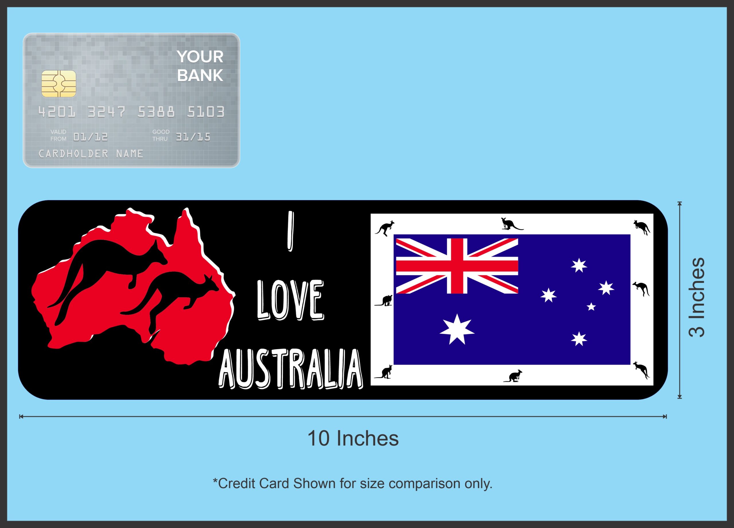 10in x 3in I Love Australia Magnet Vinyl Vehicle Bumper Magnets Flag