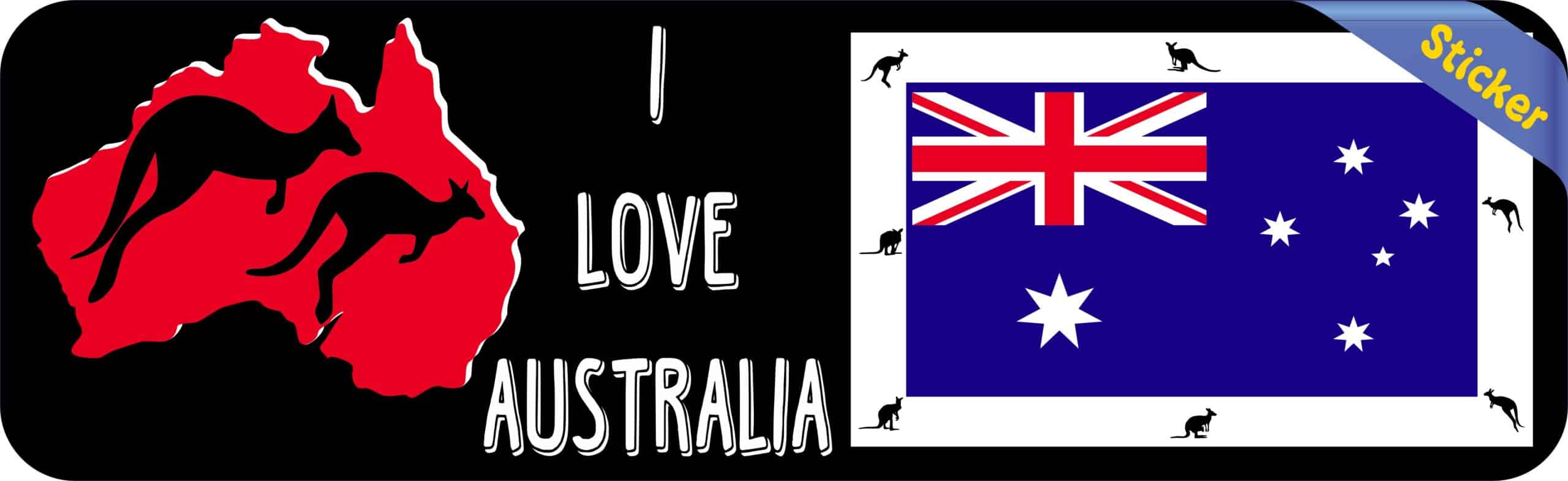 10in x 3in I Love Australia Bumper Sticker Vinyl Kangaroo Decal Stickers