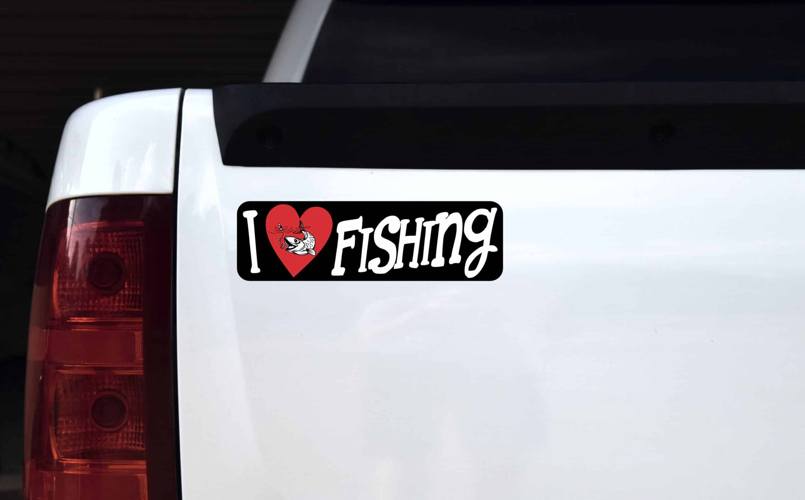 10in x 3in I Love Fishing Bumper Sticker Vinyl Vehicle Sports Decal Sticker