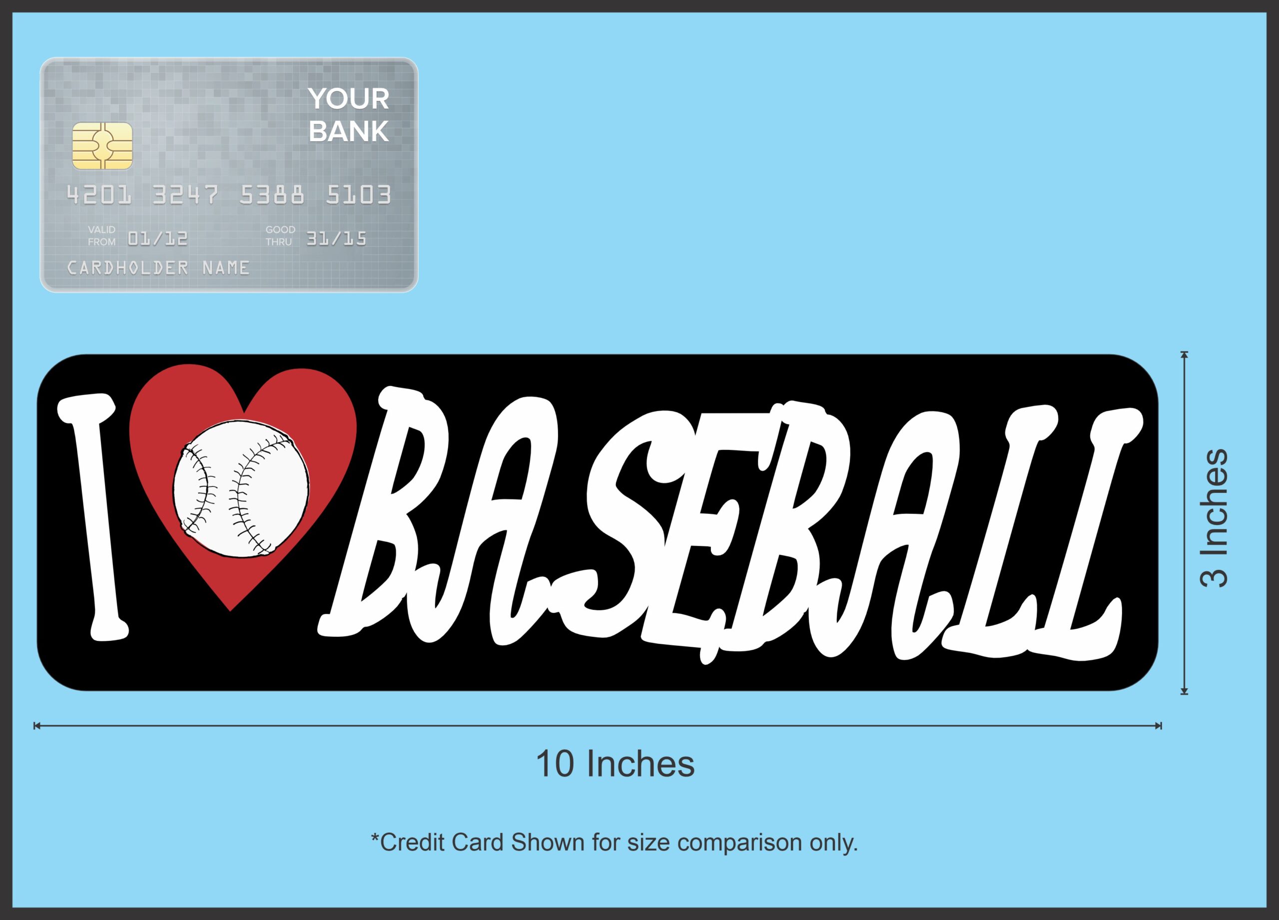10in x 3in I Love Baseball Magnet Magnetic Vehicle Bumper Sports Magnet