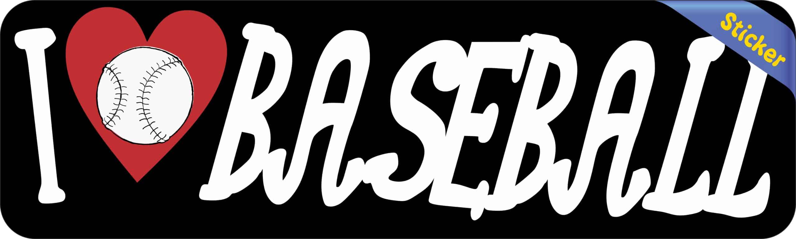 10in x 3in I Love Baseball Bumper Sticker Vinyl Vehicle Sport Decal Sticker