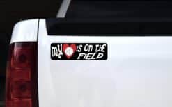 10in x 3in My Heart Is On The Field Baseball Bumper Sticker Vehi