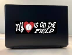 10in x 3in My Heart Is On The Field Baseball Bumper Sticker Vehi