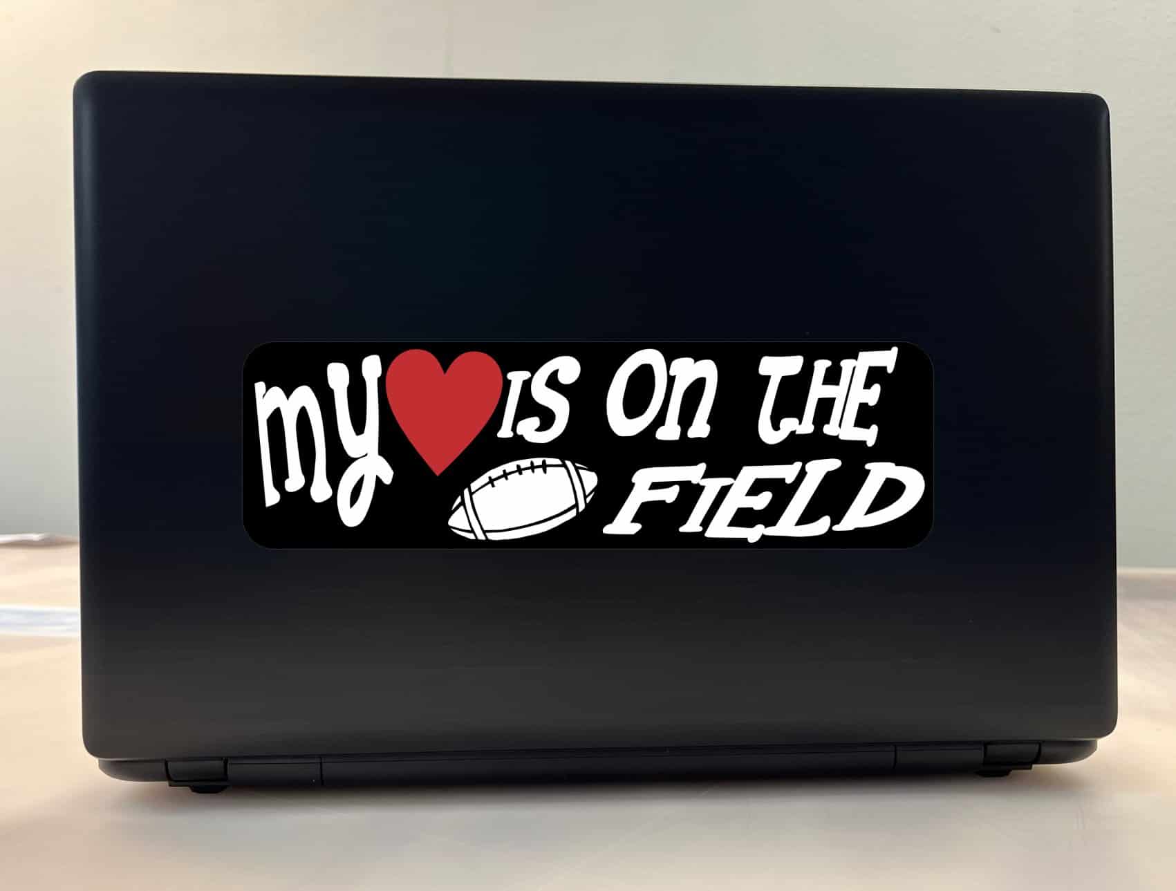 10in x 3in My Heart Is On The Field Football Bumper Sticker Vehicle Sport Sticker