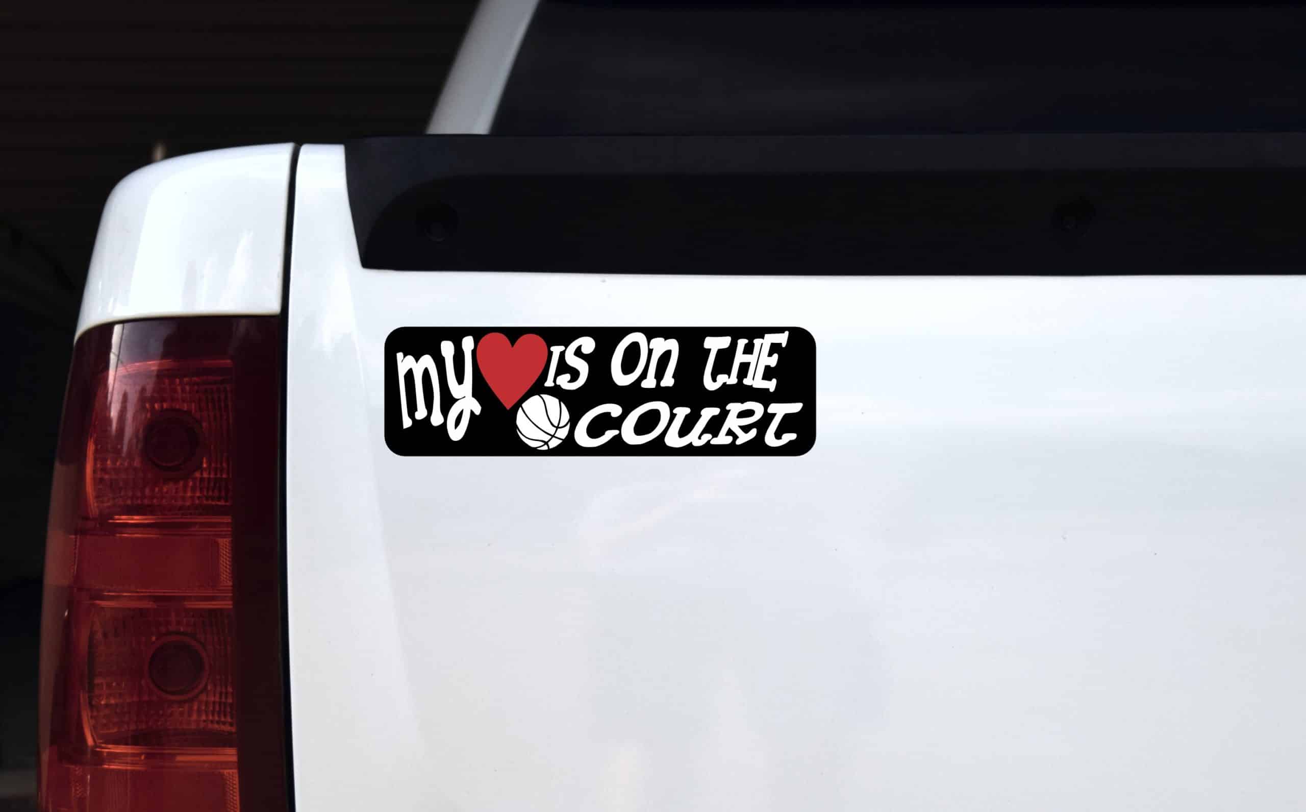 10in x 3in My Heart Is On The Court Basketball Magnet Vinyl Vehi - Image 3