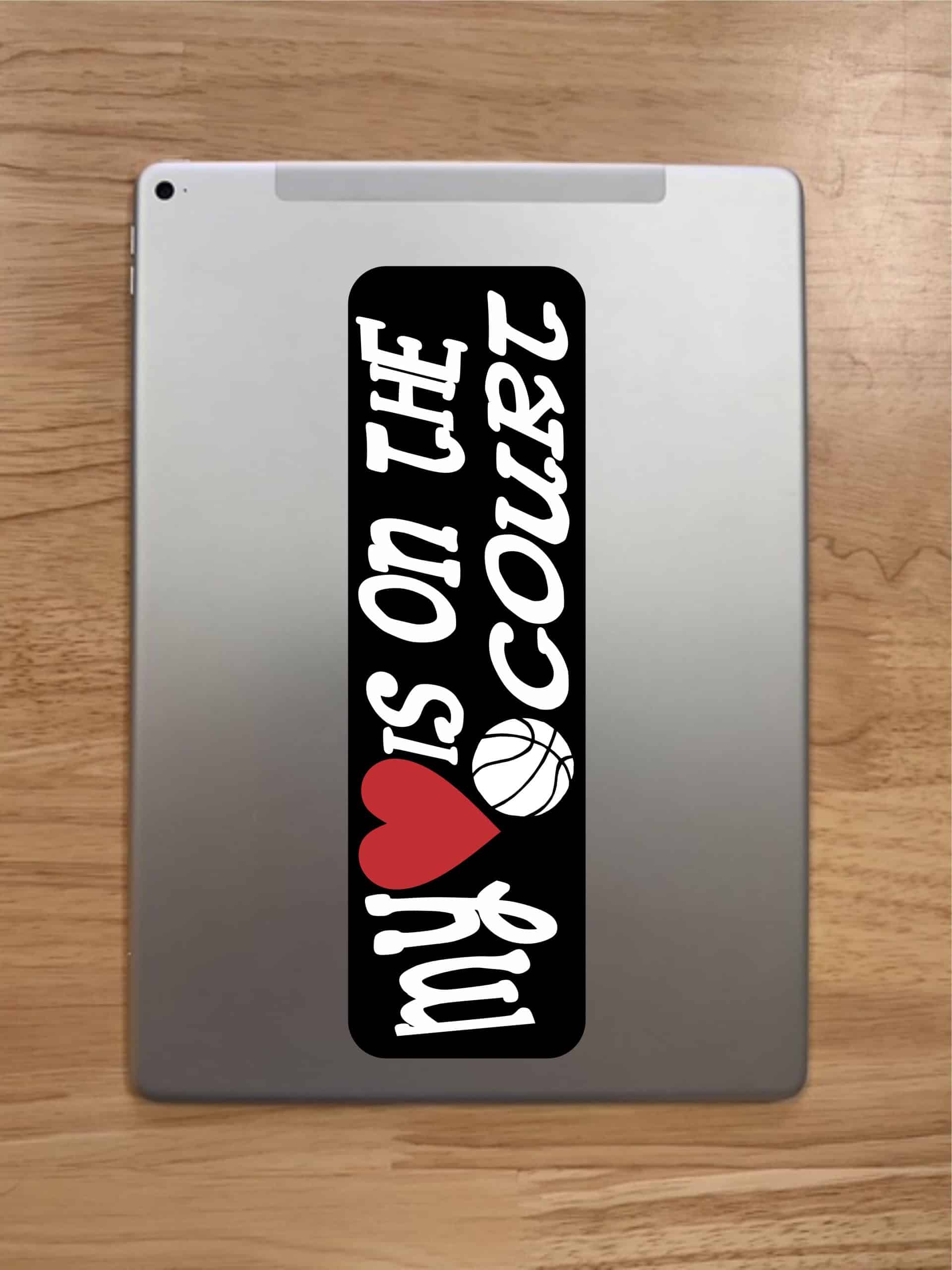10in x 3in My Heart Is On The Court Basketball Bumper Sticker Ca - Image 7