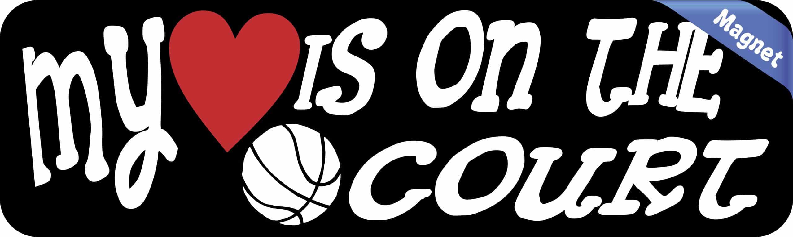10in x 3in My Heart Is On The Court Basketball Magnet Vinyl Vehi - Image 2