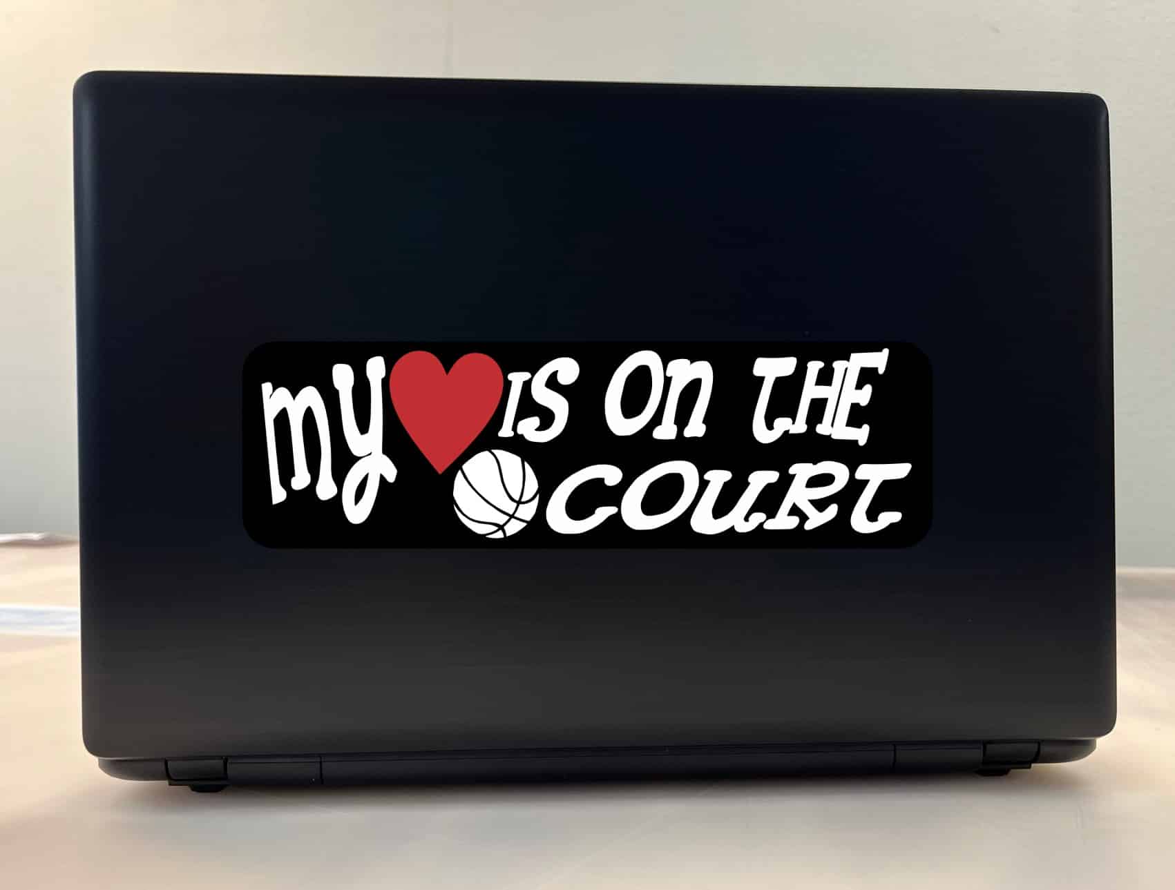 10in x 3in My Heart Is On The Court Basketball Bumper Sticker Ca - Image 3