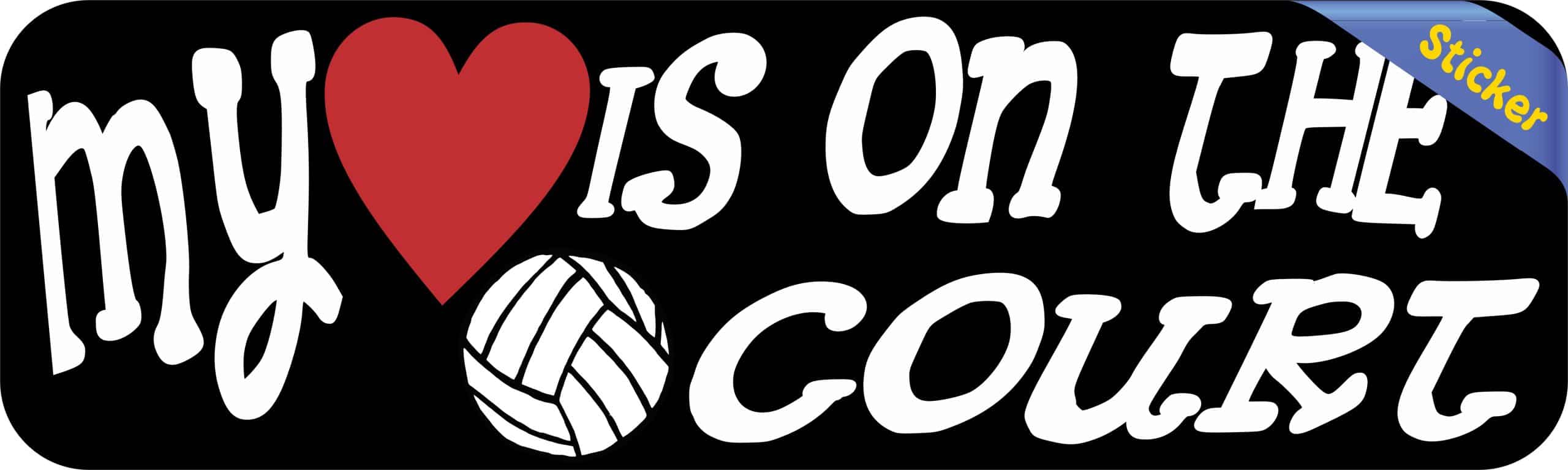 10in x 3in My Heart Is On The Court Volleyball Bumper Sticker Ca - Image 2