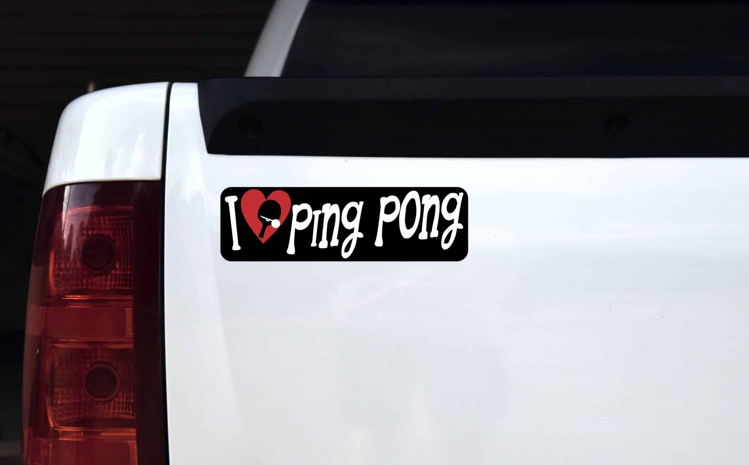 10in x 3in I Love Ping Pong Bumper Sticker Vinyl Vehicle Sports