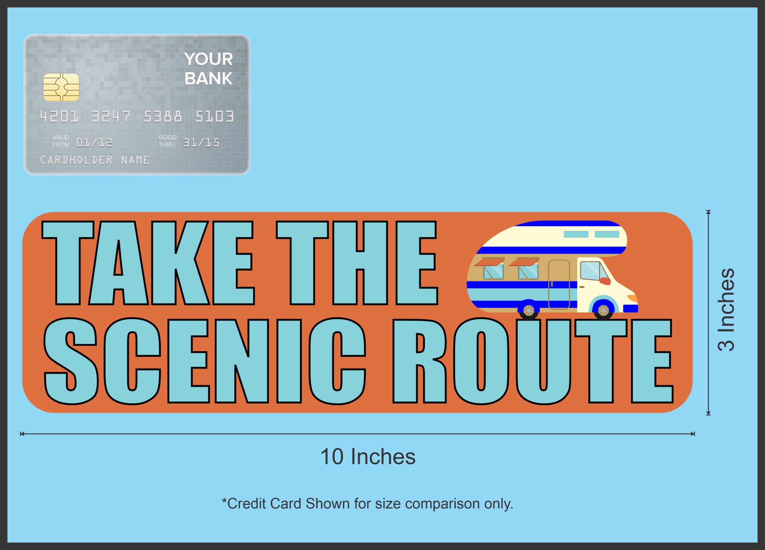 10inx3in Take The Scenic Route Travel Bumper Sticker Vinyl Decal Stickers