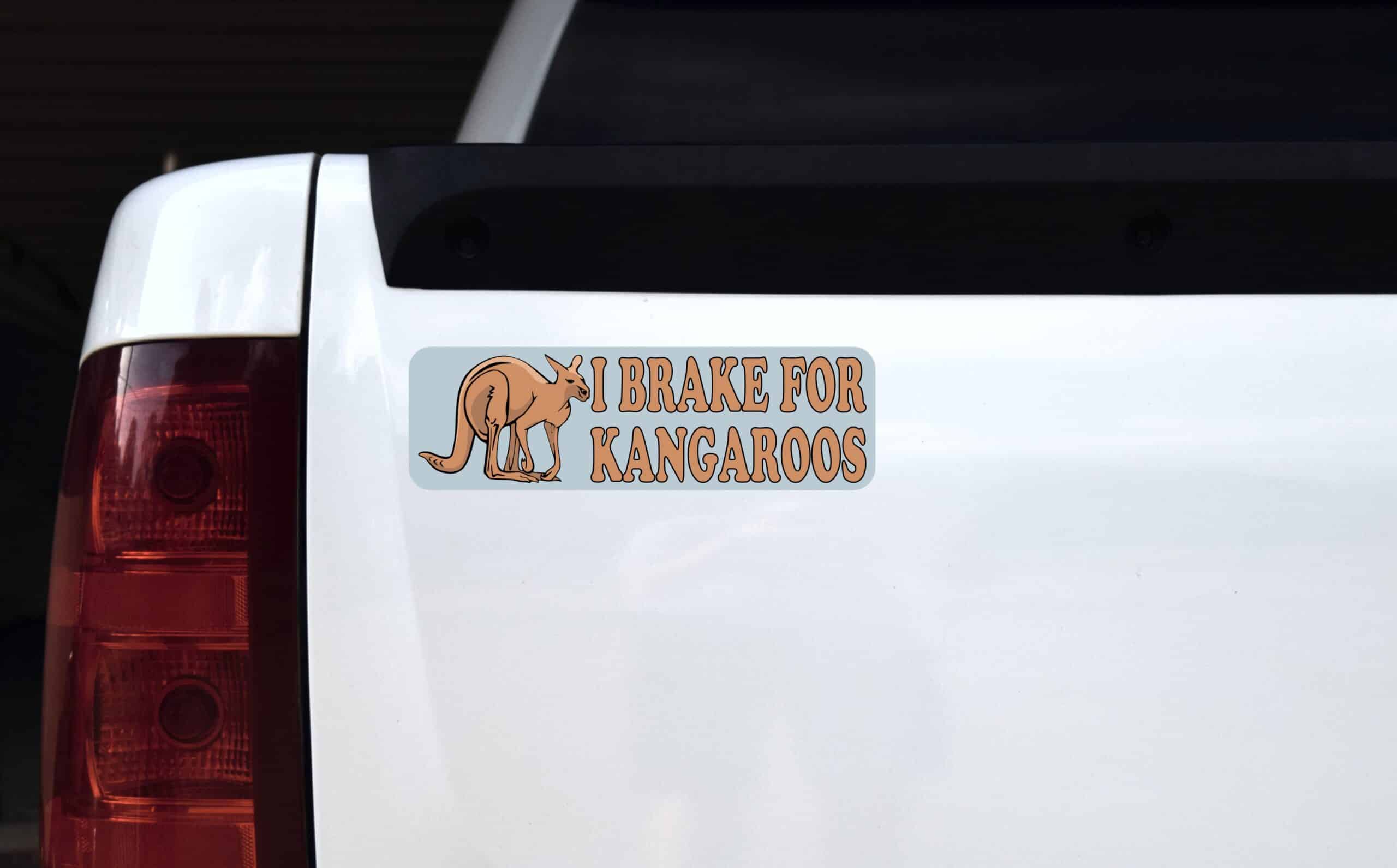 10in x 3in I Brake for Kangaroos Magnet Magnetic Animal Car Bumper
