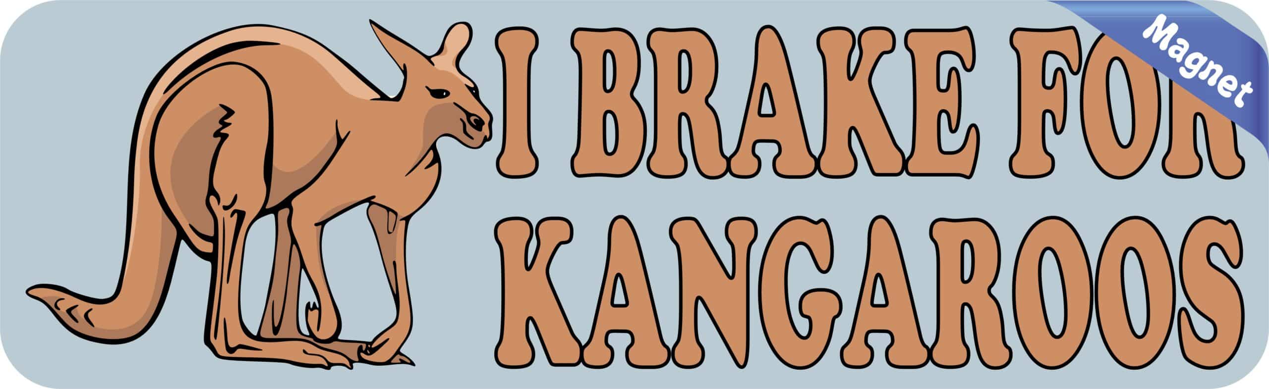 10in x 3in I Brake for Kangaroos Magnet Magnetic Animal Car Bumper